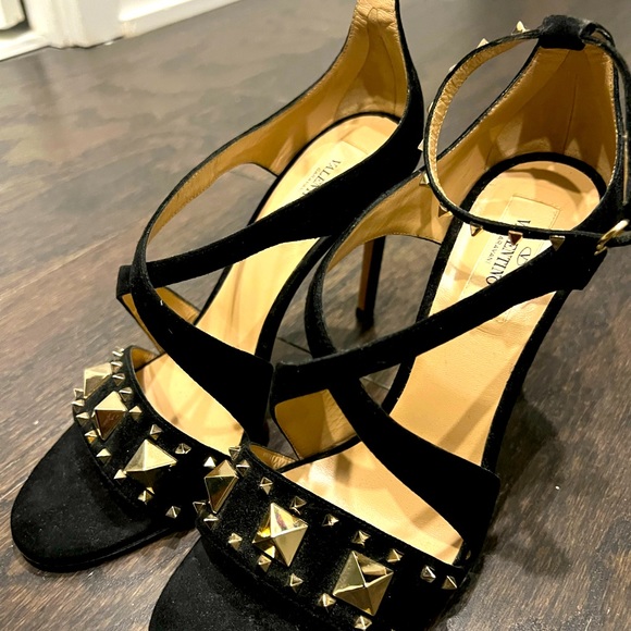 VALENTINO-black and gold stilletos - Picture 1 of 3